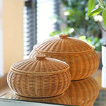 Wicker Storage Basket with Lid | Handcrafted Rattan Organizer for Home Essentials 0