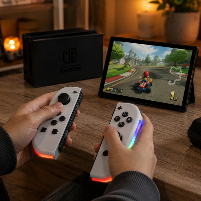 Switch Controller, Wireless Bluetooth Gamepad with Dual Vibration and RGB Light, Rechargeable Video Game Controller