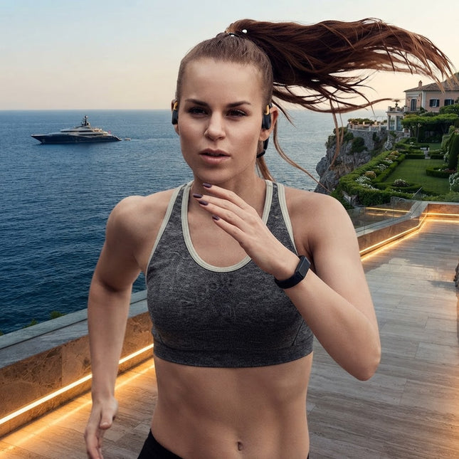 Wireless Headphones, Bone Conduction Headphones with Microphone, Waterproof Open Ear Bluetooth Headphones for Running