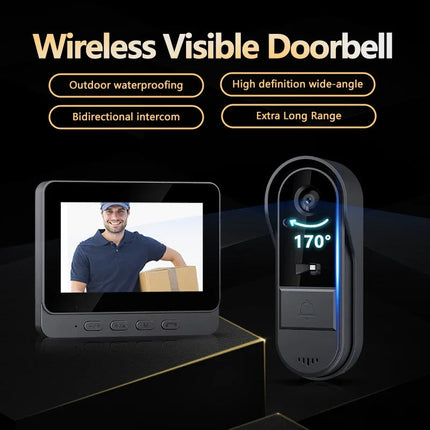 Wireless Video Doorbell with Intercom & HD Night Vision | 4.3 IPS Display for Enhanced Security 1