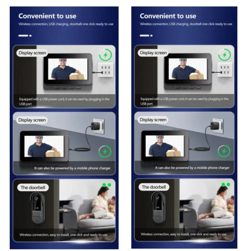 Wireless Video Doorbell with Intercom & HD Night Vision | 4.3 IPS Display for Enhanced Security 4