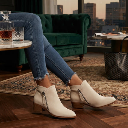 Womens Boots, Faux Leather Boots for Women, Comfortable Orthopedic Ankle Boots