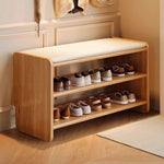 WoodCraft | Elegant Minimalist PU Leather Shoe Bench with Storage 0