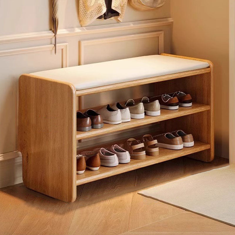 WoodCraft | Elegant Minimalist PU Leather Shoe Bench with Storage 0
