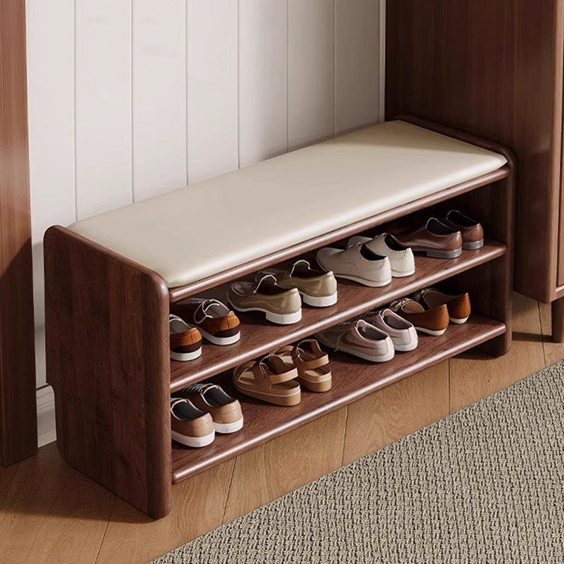 WoodCraft | Elegant Minimalist PU Leather Shoe Bench with Storage 1