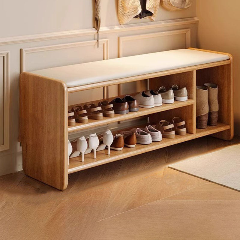 WoodCraft | Elegant Minimalist PU Leather Shoe Bench with Storage 10