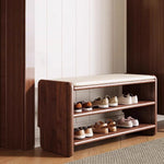 WoodCraft | Elegant Minimalist PU Leather Shoe Bench with Storage 11