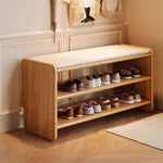 WoodCraft | Elegant Minimalist PU Leather Shoe Bench with Storage 12