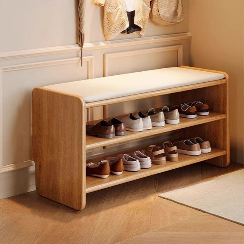 WoodCraft | Elegant Minimalist PU Leather Shoe Bench with Storage 12