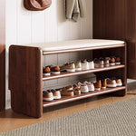WoodCraft | Elegant Minimalist PU Leather Shoe Bench with Storage 13