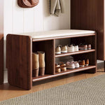 WoodCraft | Elegant Minimalist PU Leather Shoe Bench with Storage 15