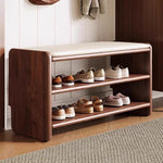 WoodCraft | Elegant Minimalist PU Leather Shoe Bench with Storage 2