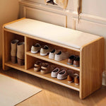 WoodCraft | Elegant Minimalist PU Leather Shoe Bench with Storage 3