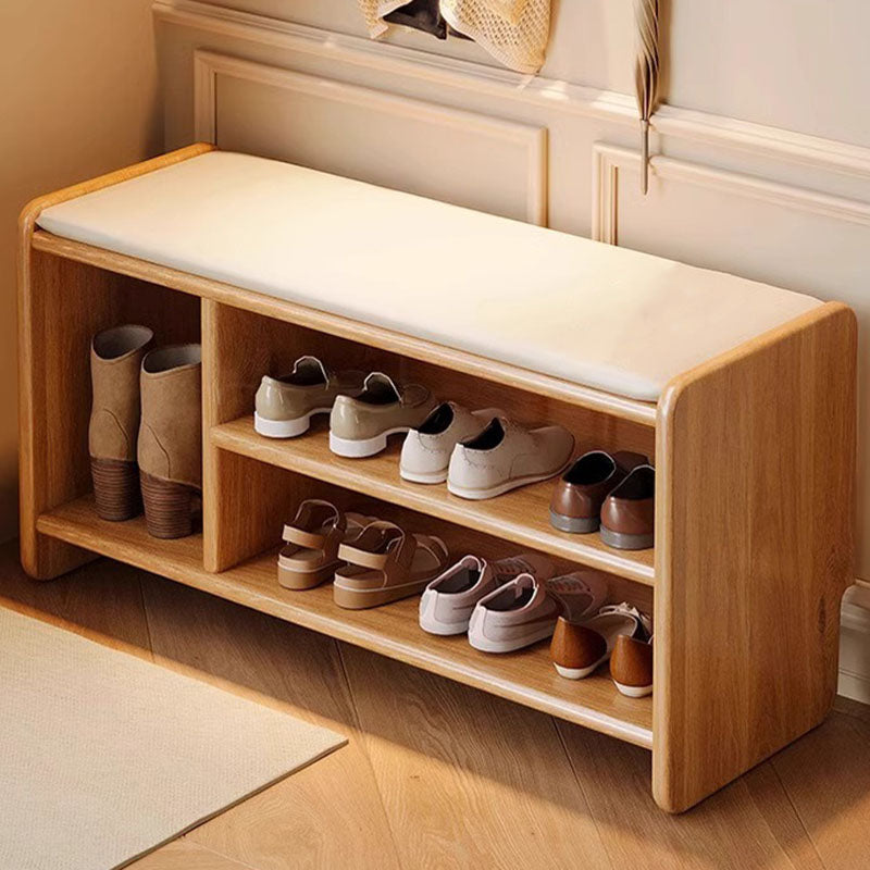 WoodCraft | Elegant Minimalist PU Leather Shoe Bench with Storage 3