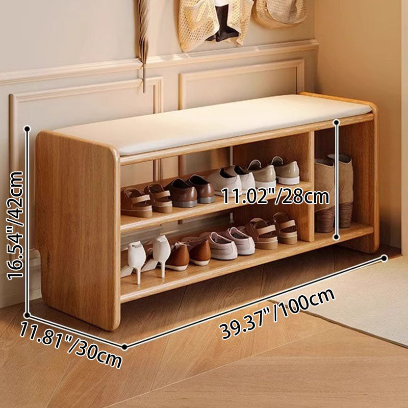 WoodCraft | Elegant Minimalist PU Leather Shoe Bench with Storage 6