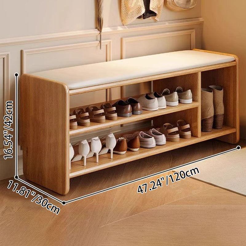 WoodCraft | Elegant Minimalist PU Leather Shoe Bench with Storage 7