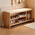 WoodCraft | Elegant Minimalist PU Leather Shoe Bench with Storage 9