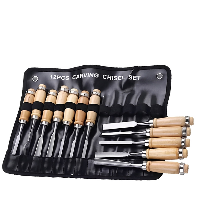 Wood Carving Kit | 12-Piece Tool Set with Ergonomic Handles | Precision Crafting for All Skill Levels 0
