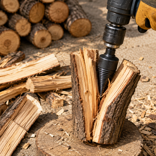 Firewood Splitting Tool, Screw Log Splitter Drill Bit and Wood Splitter Drill Bit, Log Splitting Cone for Hardwood Logs