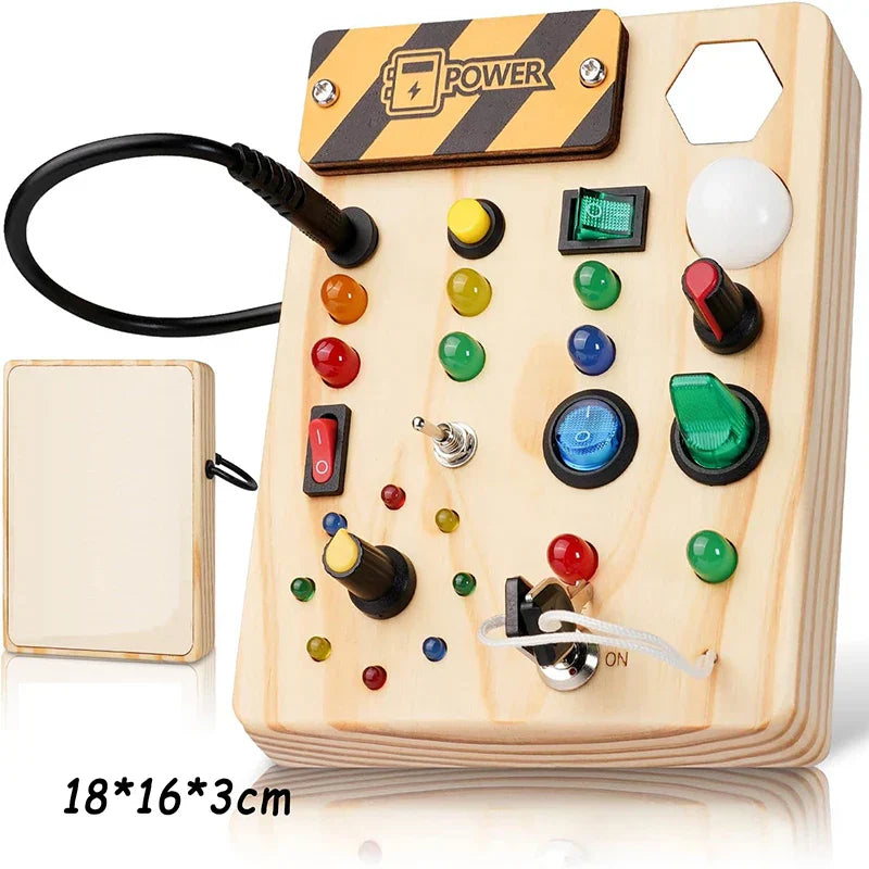 Wooden Busy Board with Tactile Controls | Sensory Activity Board for Fine Motor Skill Development 0