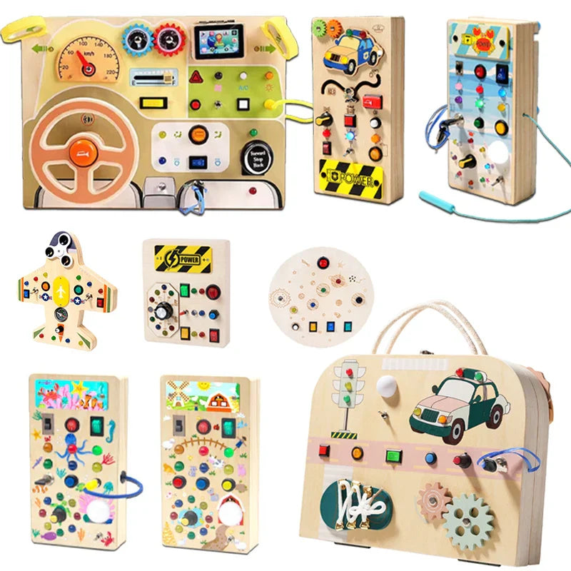 Wooden Busy Board with Tactile Controls | Sensory Activity Board for Fine Motor Skill Development 1