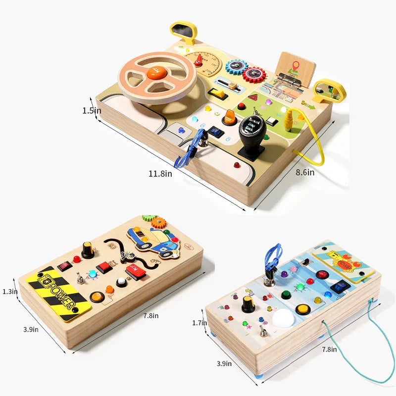 Wooden Busy Board with Tactile Controls | Sensory Activity Board for Fine Motor Skill Development 4
