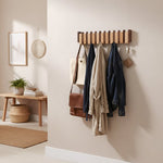Wooden Wall Hook Rack with Foldable Hooks | Stylish Key Holder for Home Organization 7