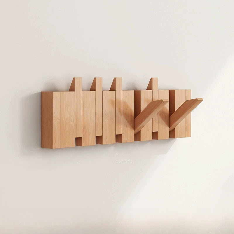 Wooden Wall Hooks with Foldable Piano Key Design | Stylish Storage Solution for Coats and Accessories 0