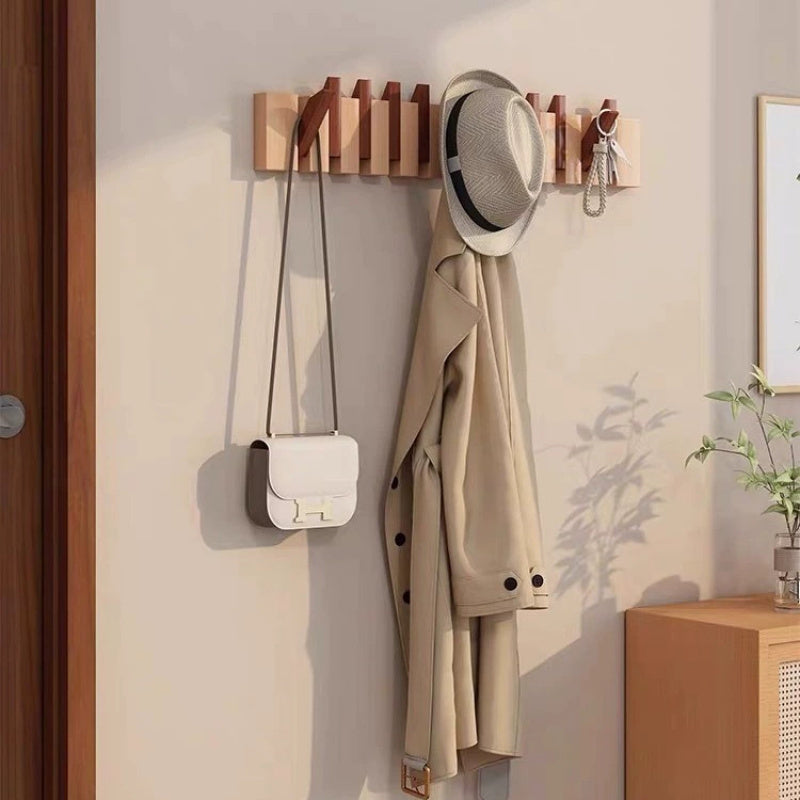 Wooden Wall Hooks with Foldable Piano Key Design | Stylish Storage Solution for Coats and Accessories 2