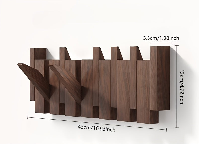 Wooden Wall Hooks with Foldable Piano Key Design | Stylish Storage Solution for Coats and Accessories 3