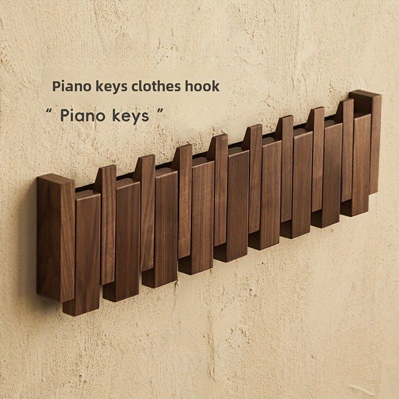 Wooden Wall Hooks with Foldable Piano Key Design | Stylish Storage Solution for Coats and Accessories 4