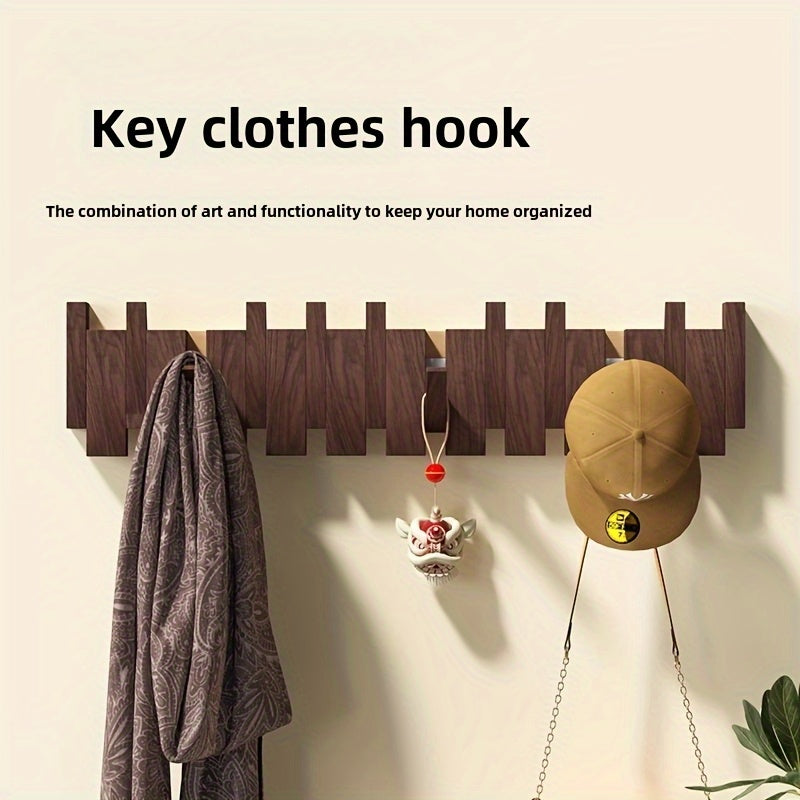 Wooden Wall Hooks with Foldable Piano Key Design | Stylish Storage Solution for Coats and Accessories 8