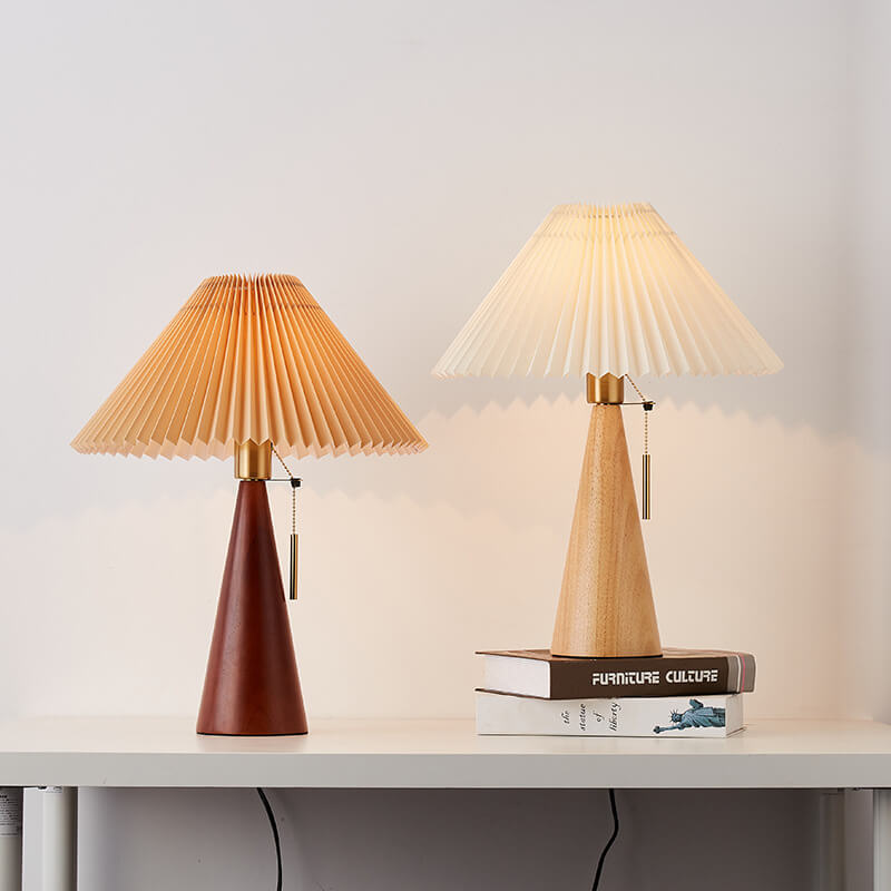 ZenithWood | Elegant Minimalist Wooden Fabric LED Table Lamp 7