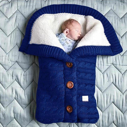 Baby Blanket Fleece Lined, Knitted Infant Swaddle Blanket for Stroller Travel