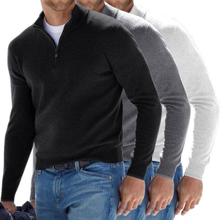 Fall Sweater with Zipper Collar, Basic Polyester Sweater with Zipped Collar for Spring and Autumn, Zip Sweater S to 5XL