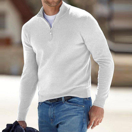 Fall Sweater with Zipper Collar, Basic Polyester Sweater with Zipped Collar for Spring and Autumn