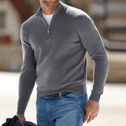 Fall Sweater with Zipper Collar, Zip Sweater S to 5XL