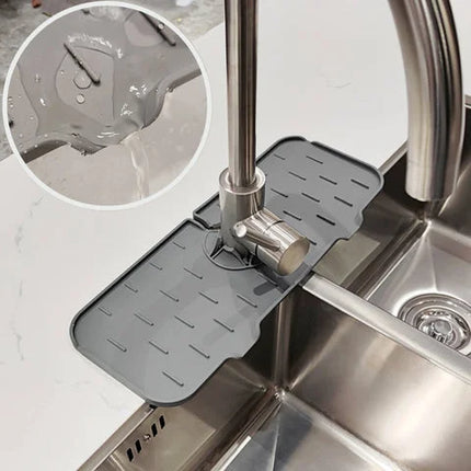Silicone Sink Mat and Water Absorbing Mat, Faucet Drip Tray with Adjustable Hole – image 4