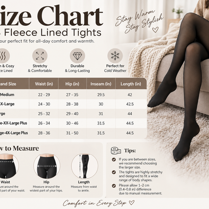 Fleece Lined Tights for Women, Warm Translucent Fleece Lined Pantyhose