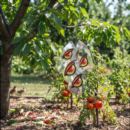 Bird Deterrent Scare Eye Discs, Reflective Bird Repellent for Garden Fruit Trees and Balcony, Pigeon Deterrent for Farms