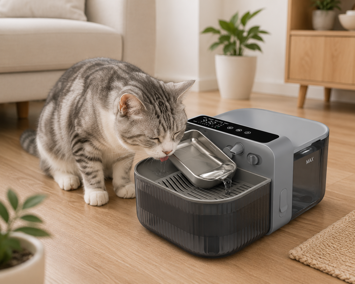 Tuzwa Smart Wireless Cat Water Fountain | 3.5L Automatic Pet Water Dispenser with 180-Day Rechargeable Battery, Precision Flow Control & Ultra-Quiet Design