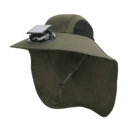 Wide Brim Hat with Fan, Battery Powered Cooling Cap with Neck Shawl – image 5