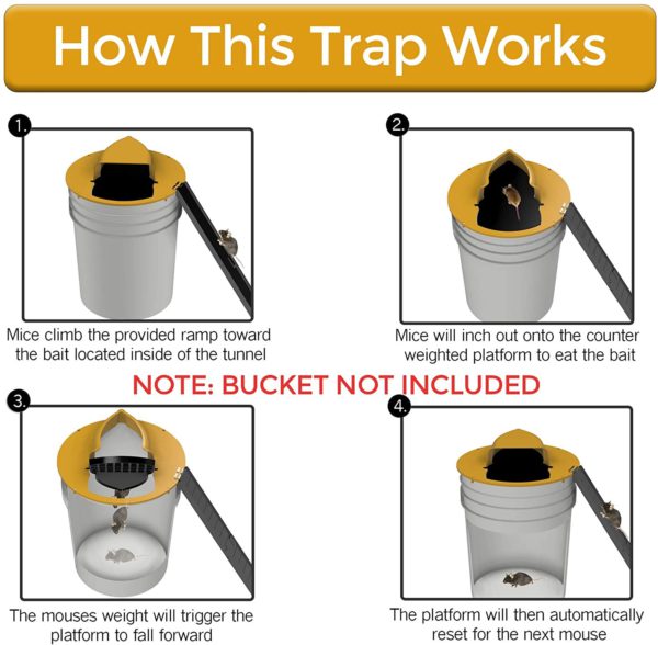 Mouse Trap Bucket Lid, Humane Mouse Trap for Indoor and Outdoor