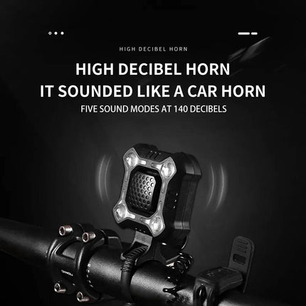 Bike Bell Loud 140dB 5 Sound Modes, USB Rechargeable Bike Light