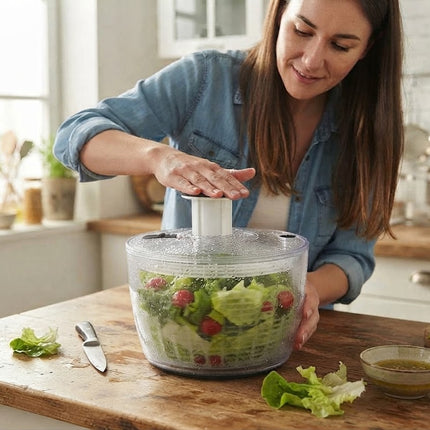 Large Salad Spinner, One Handed Lettuce Spinner with 6.3 Qt Bowl and Basket, Vegetable Washer and Dryer