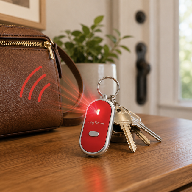 Key Finder for Keys and Wallet, Whistle Key Finder with Red LED Keychain Flashlight, Key Locator for Bags and Remotes