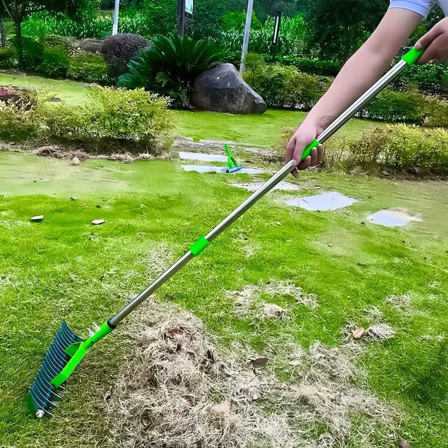 Dethatching Rake for Lawn, Thatch Rake with Long Handle