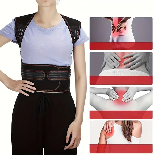 Back Brace for Pain Relief with 108 Magnets, Magnetic Heated Back Brace with Infrared Points