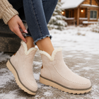 Womens Snow Boots, Fur Lined Winter Boots for Women, Slip On Womens Ankle Boots with Low Heel and Grip Sole