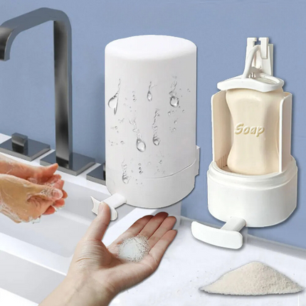 Wall Mounted Bar Soap Grinder for Hand Washing, Waterproof ABS and Stainless Steel Soap Powder Dispenser with 3 Level Gear